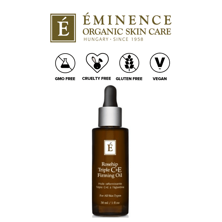 *EMINENCE ORGANICS – ROSEHIP TRIPLE C+E FIRMING OIL | This natural formula uses tetrahexyldecyl ascorbate as its form of Vitamin C. This is a very stable form of Vitamin C which behaves similarly to L-ascorbic acid (the premium form of Vitamin C). As a fat-soluble form of Vitamin C, it is noted that it may be more easily absorbed by the skin than water-soluble forms. The wonderful thing about this formula from Eminence is that is also contains natural ingredients which are great for reducing inflammation (for rosacea) and brightening the skin (for dark spots). These ingredients include rosehip seed oil, seabuckthorn oil, rosemary leaf, and jojoba oil. |
