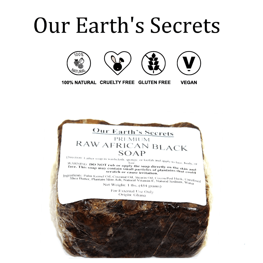*OUR EARTH’S SECRETS – ORGANIC AFRICAN BLACK SOAP BAR | $11.50 |